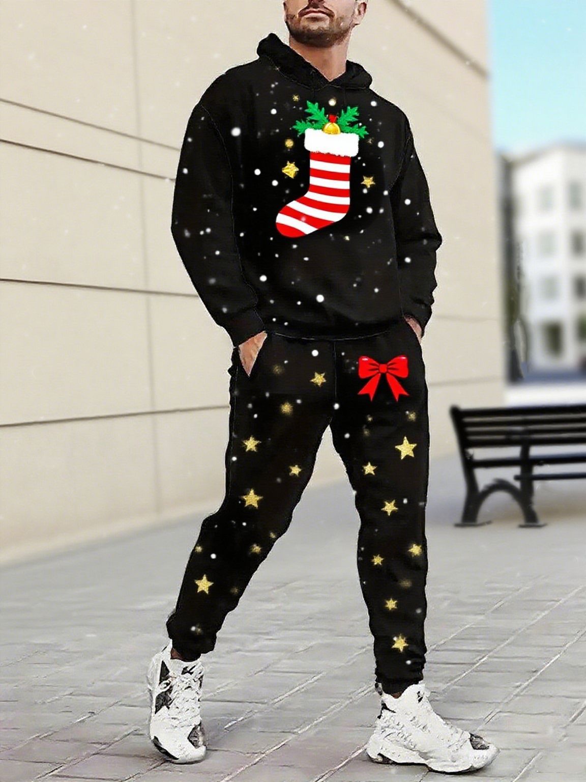 Weihnachts Pullover Set Herren Kapuzenpullover Jogginghose