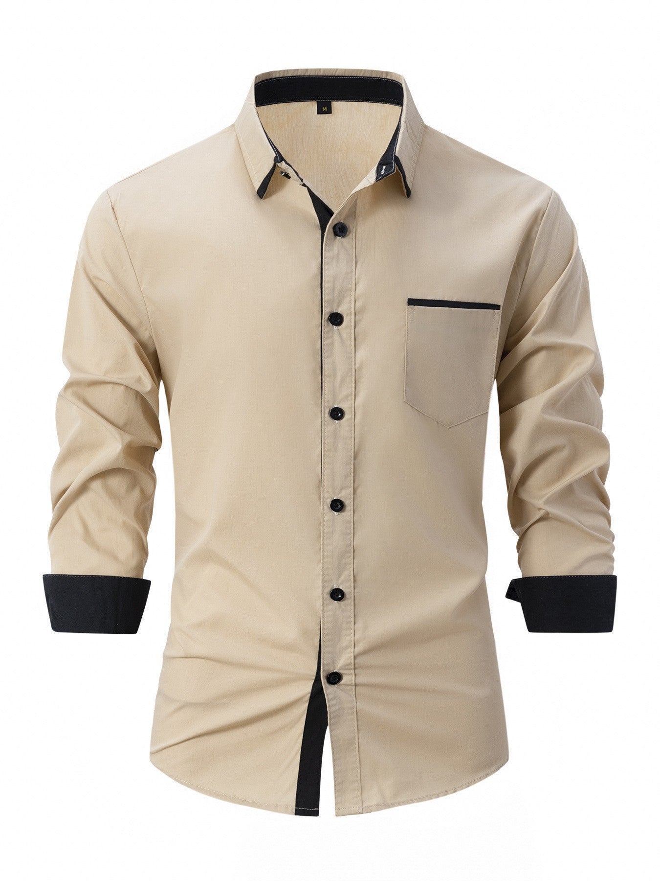 Herren Langarmhemd Modern Kontrastkragen Elegantes Design