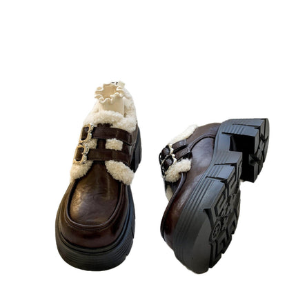 Damen Stiefel Flauschig Innenfutter Blockabsatz Winter