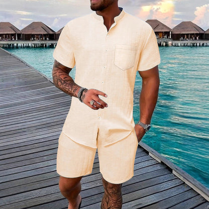 Herren Anzug Kurzarm Modern Strukturdesign Elegant