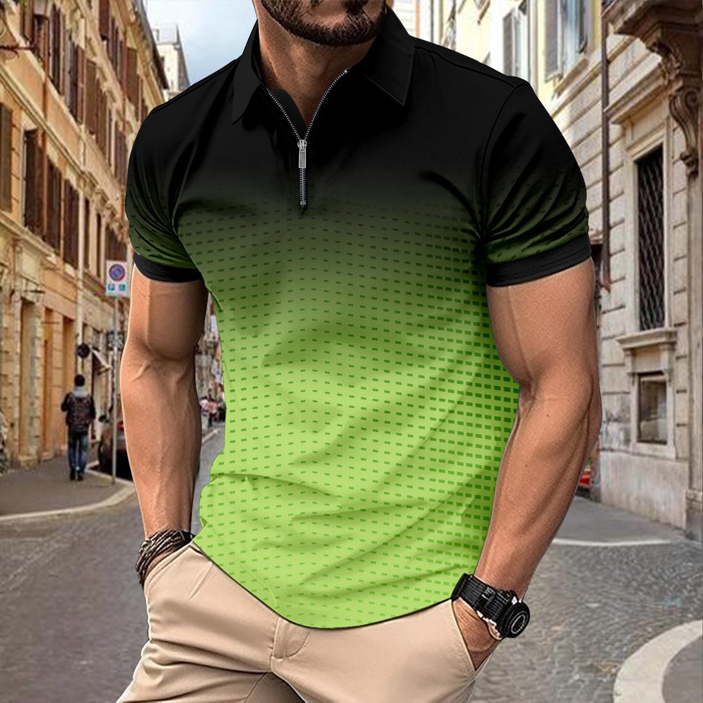 Herren Polohemd Modern Farbverlauf Kurzarm