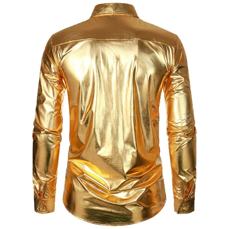 Herren Glitzer Hemd Metallic Modern