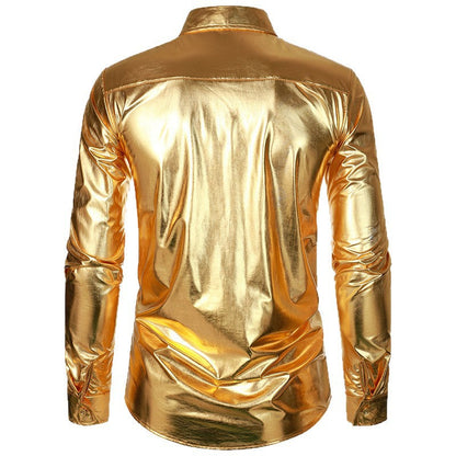 Herren Glitzer Hemd Metallic Modern