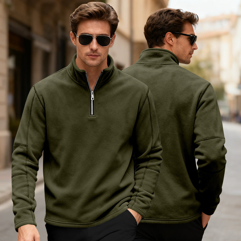 Herren Fleecepullover Kurz Reißverschluss Warm Modern