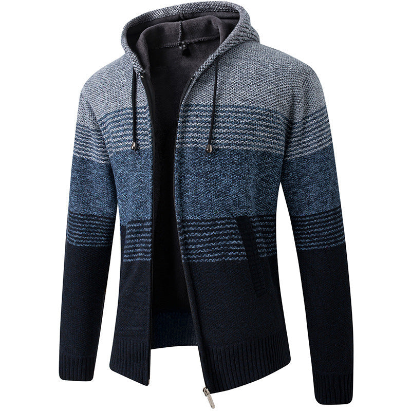 Herren Strickjacke mit Kapuze und Taschen Modern Sportlich