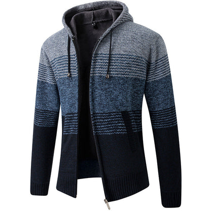 Herren Strickjacke mit Kapuze und Taschen Modern Sportlich