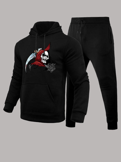 Herren Sportset Hoodie Jogginghose Set Grau Komfort