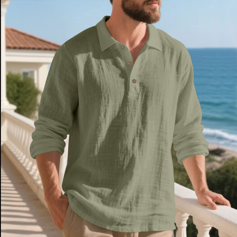 Herren Langarmhemd Modern mit Knöpfen und Texturstoff