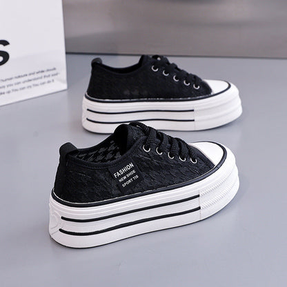 Damen Sneaker Hochplateau Atmungsaktiv Weiß