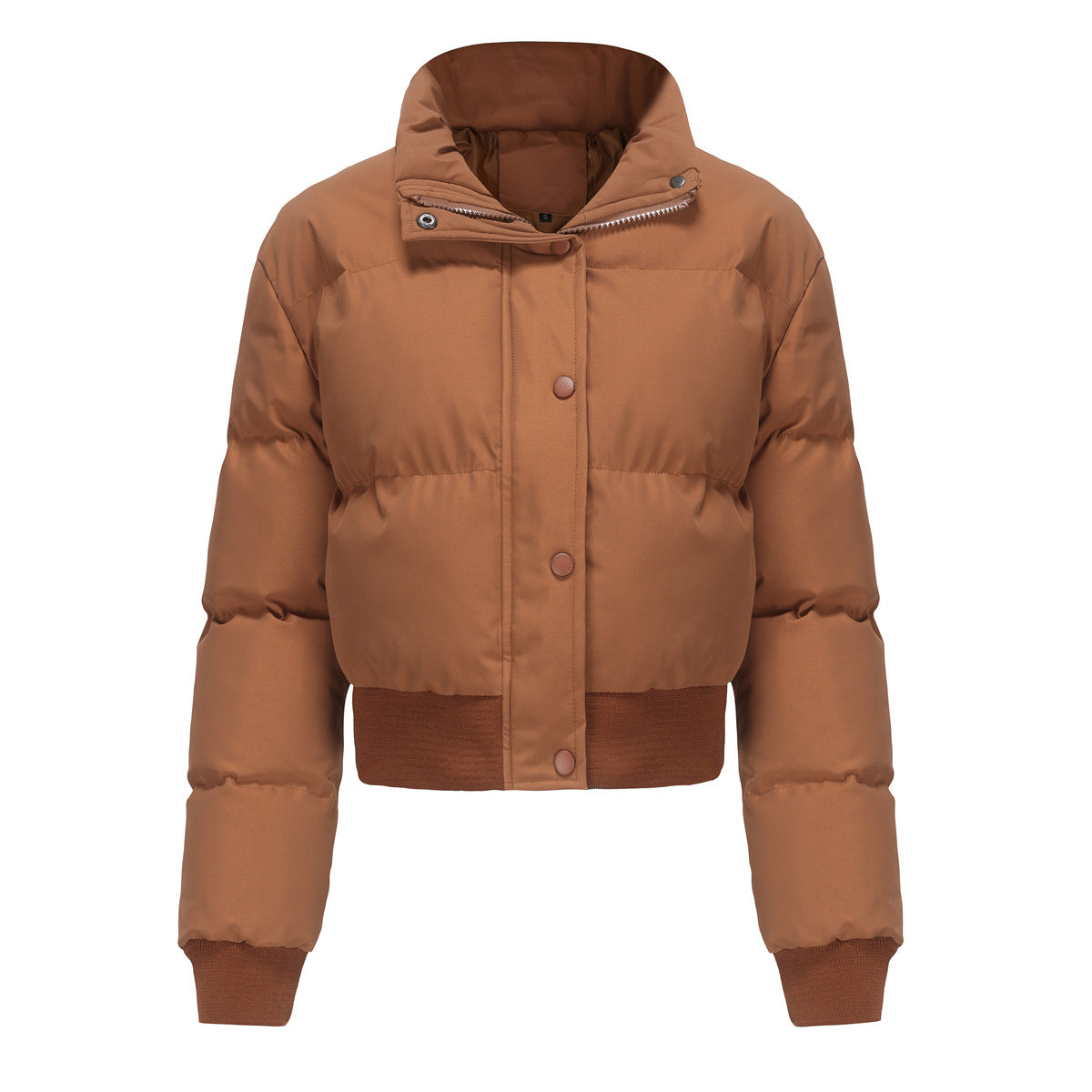 Damen Steppjacke Cropped mit Kragen und Druckknöpfen