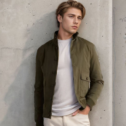 Herren Lederjacke Elegante Wildleder Schwarz Mit Taschen - BerlinGlamour