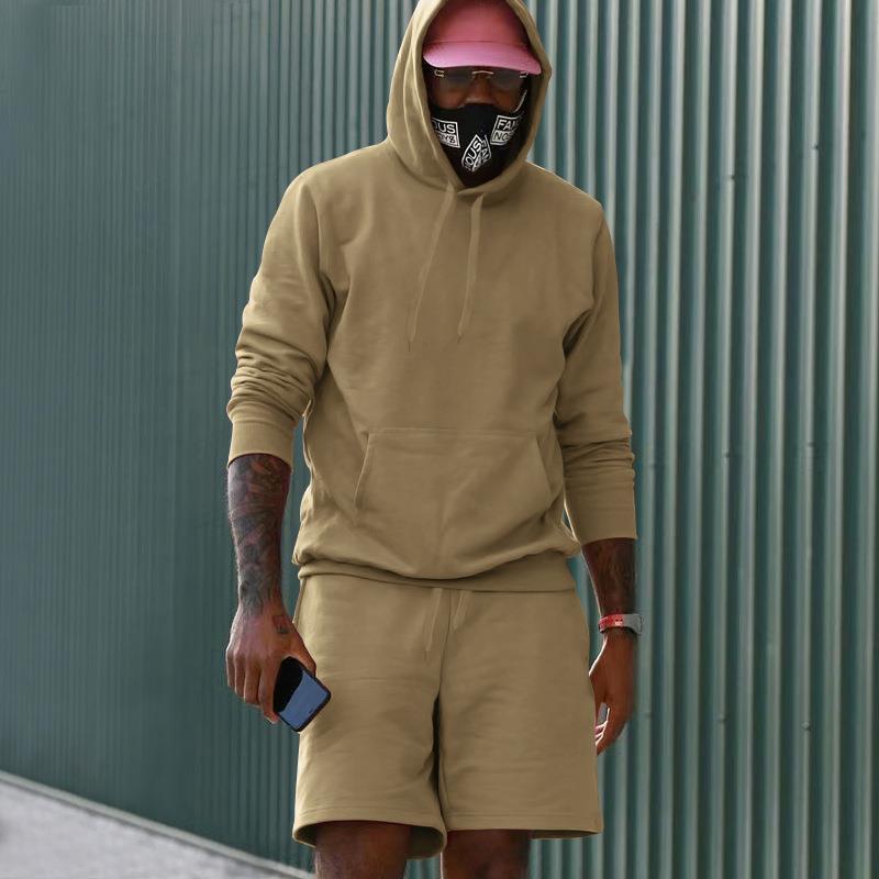 Herren Sportswear Kapuzen-Sweatshirt und Shorts Set Sportlich