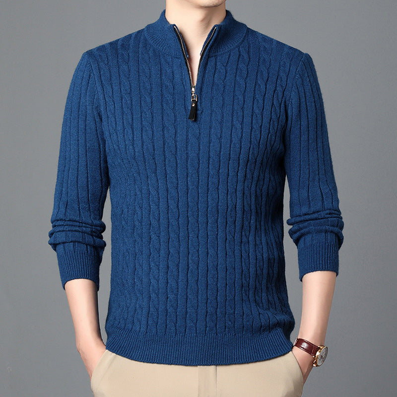 Strickpullover Herren Modern mit Reißverschluss und Struktur Details