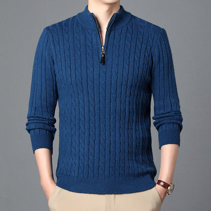 Strickpullover Herren Modern mit Reißverschluss und Struktur Details