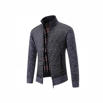 Herren Steppjacke Elegante Strickoptik Hochkragen Modisch