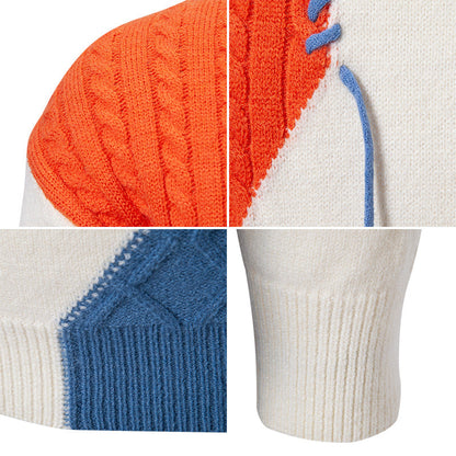 Herren Strickpullover Modern Zopfmuster Farbblock Design