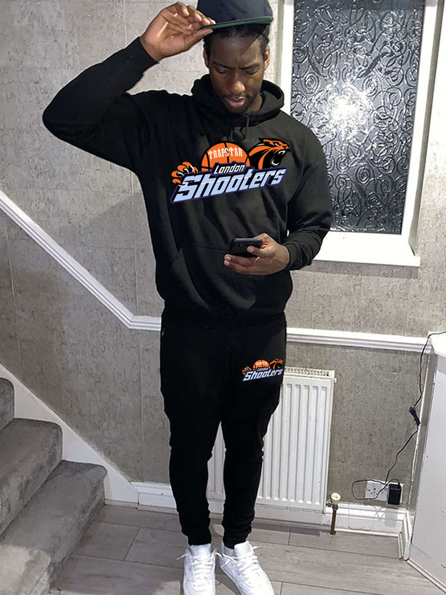Herren Sportset Hoodie Jogginghose Basketball Design Grau