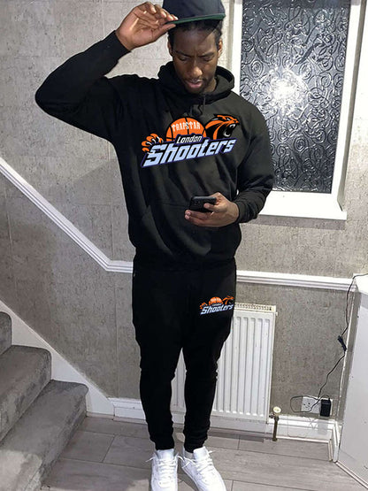 Herren Sportset Hoodie Jogginghose Basketball Design Grau