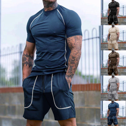 Herren Sportset Atmungsaktiv Kurzarmshirt und Laufshorts - BerlinGlamour
