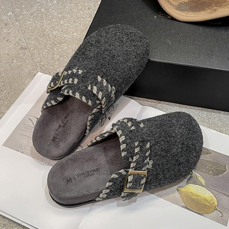 Damen Filz-Clogs Schnalle Warm Kuschelig - BerlinGlamour