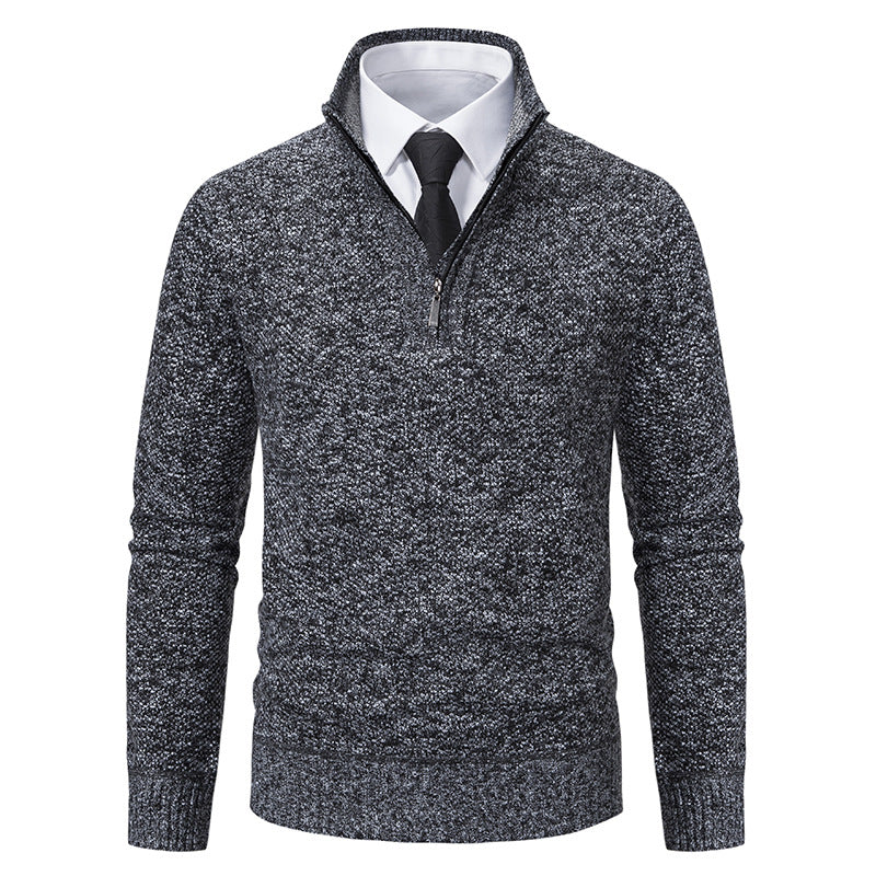 Herren Strickpullover Eleganter V-Ausschnitt Mit Reißverschluss