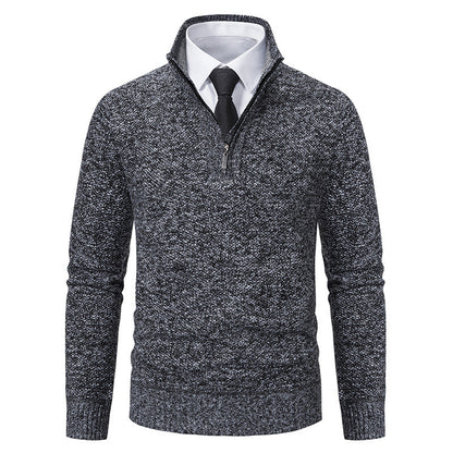 Herren Strickpullover Eleganter V-Ausschnitt Mit Reißverschluss