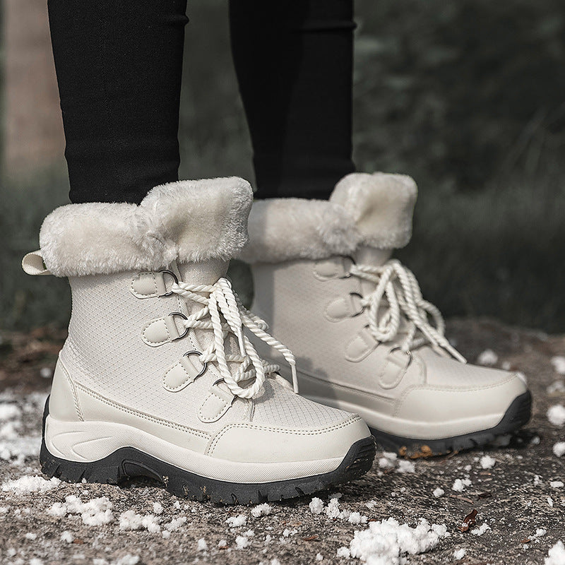 Damen Winterstiefel Fleecegefüttert Rutschfest Hohes Schaft