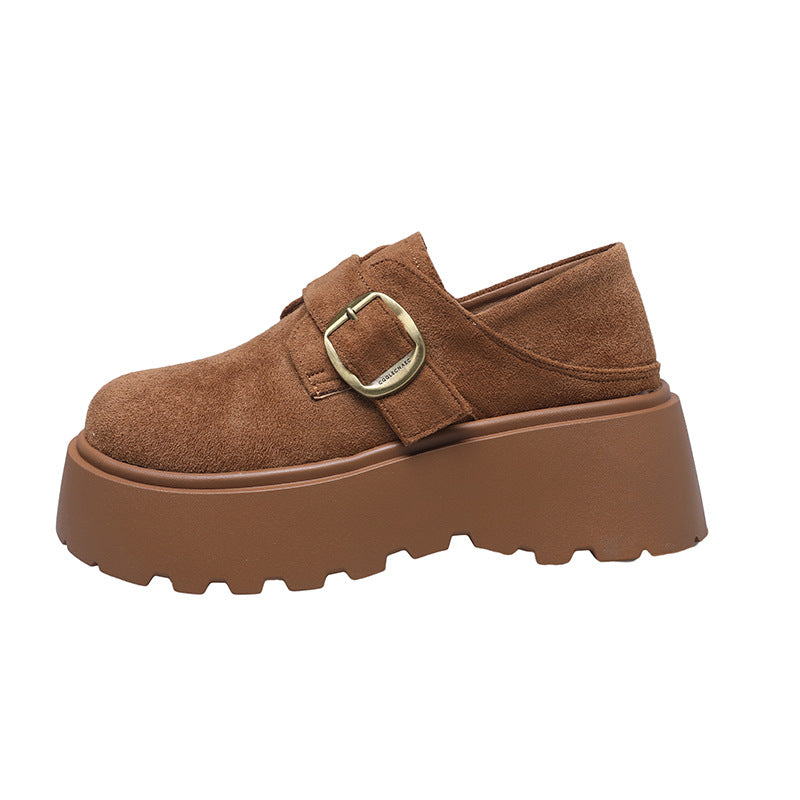Damen Mokassins Plateau Schuhe mit Riemen Verstellbar Modern
