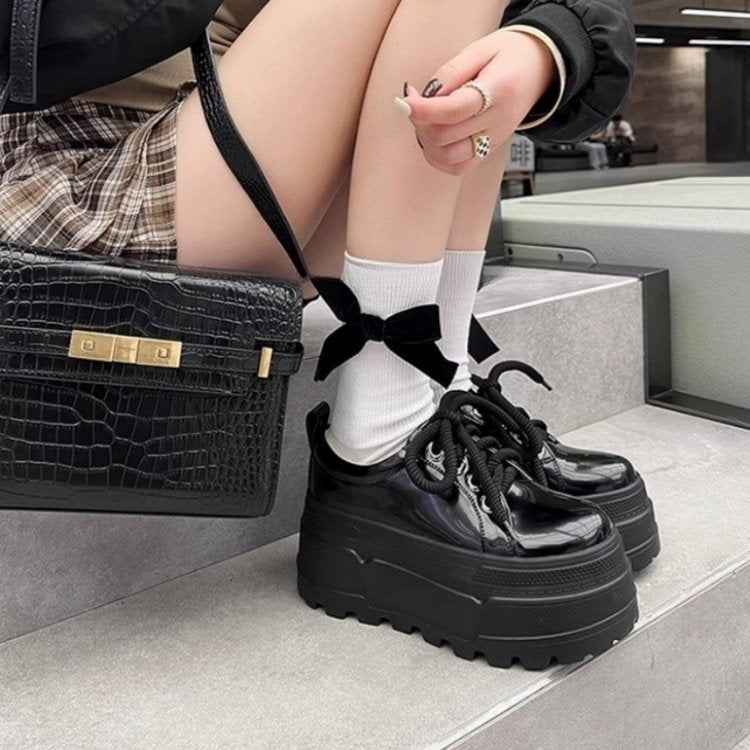 Damen Plateau Sneaker Elegante Schnürsenkel Hochzeitsschuhe