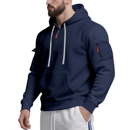Herren Funktions-Hoodie mit halbem Reißverschluss und praktischen Taschen BerlinGlamour.