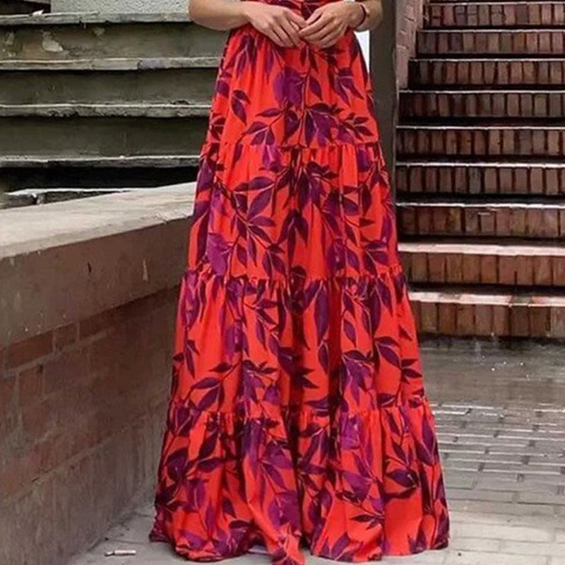 Boho Maxikleid Damen Voluminöse Ärmel Lang