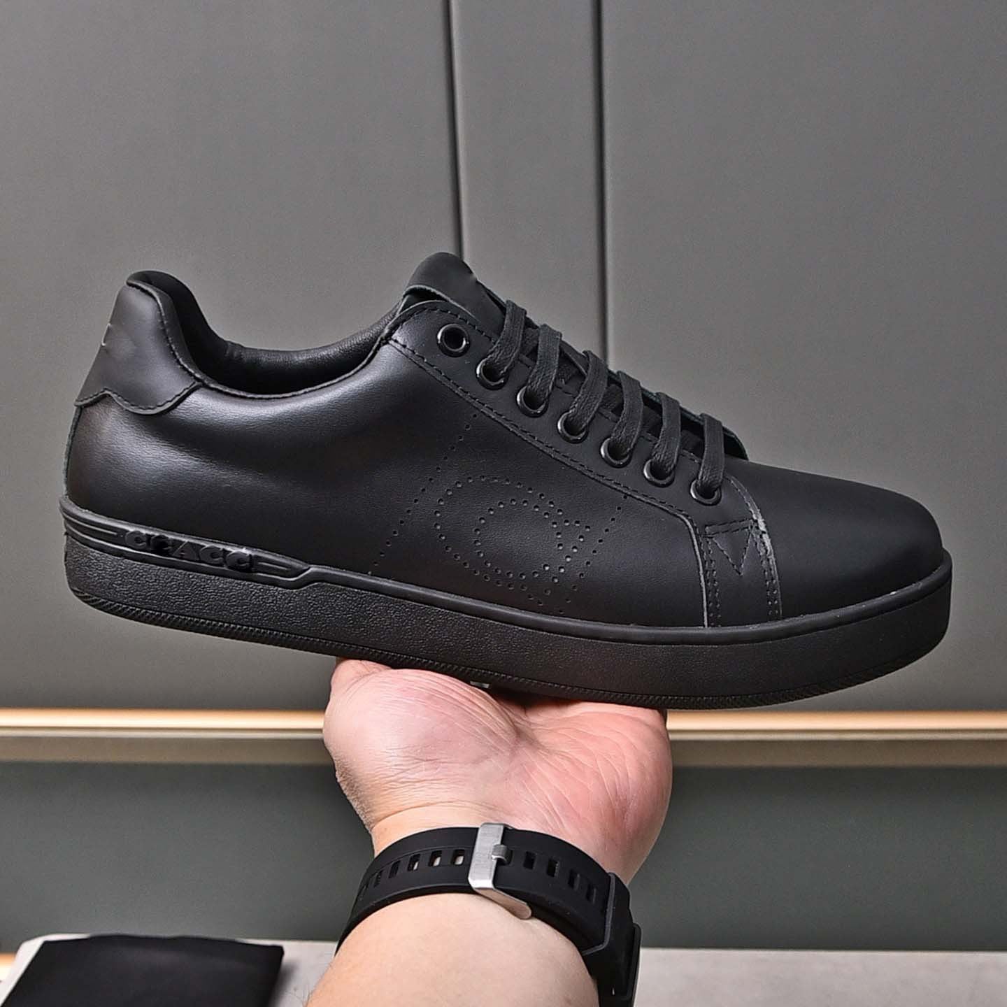 Damen Sneaker Leder Schwarz Atmungsaktiv Rutschfest