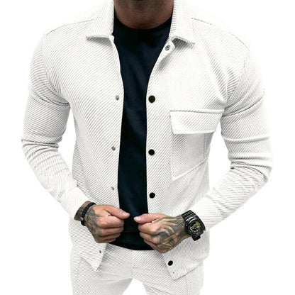 Herren Hemdjacke Strukturiert Elegant Modern