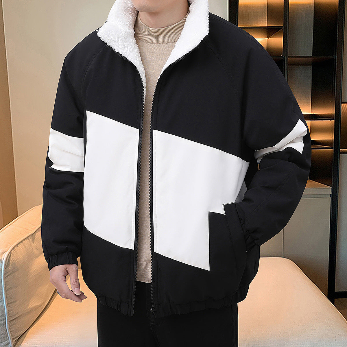 Herren Winterjacke Sportlich Warm Verstellbar Modern