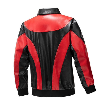 Herren Lederjacke Modern Rennsport Design Schwarz