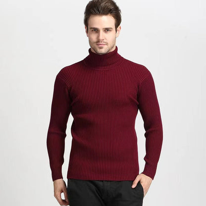 Herren Rollkragenpullover Feinripp aus Merino-Wolle
