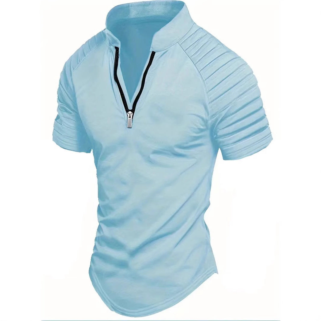 Herren Polo Kurzarm Modern Reißverschluss Sportlich