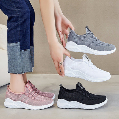 Damen Sneaker Leicht Atmungsaktiv elastisch Weiße Sportschuhe
