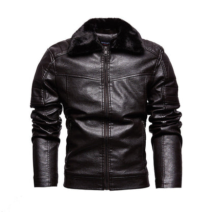 Herren Lederjacke Teddykragen Weich Schwarz Stilvoll - BerlinGlamour