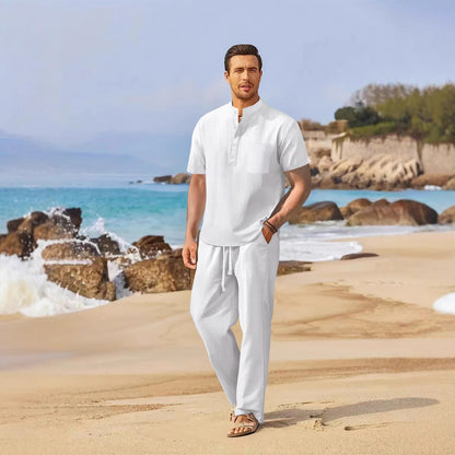 Herren Leinenanzug Elegant Bequem Sommer