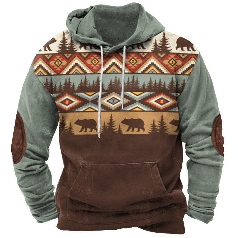 Männer Pullover Kapuze Western Design Cowboy Style