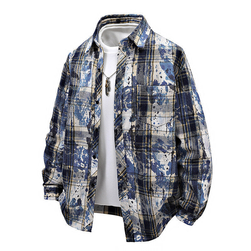Herren Oversized Hemd Karo Modern mit Brusttasche