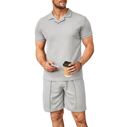 Herren Polo-Shirt und Shorts-Set Atmungsaktiv Leicht Sommer