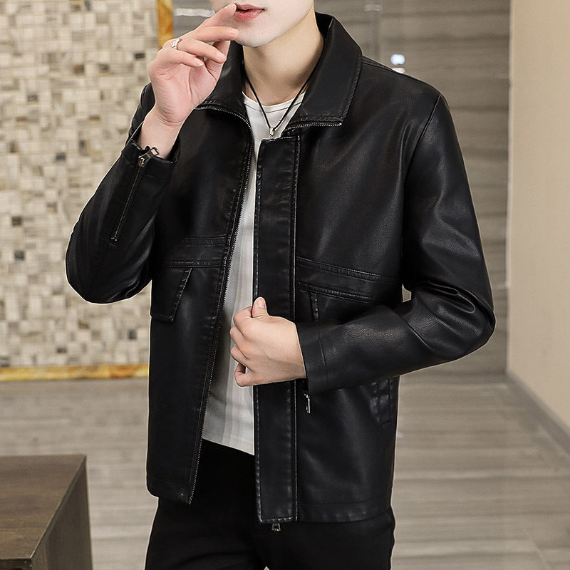 Herren Lederjacke Modern mit Taschen und Slim-Fit-Schnitt - BerlinGlamour