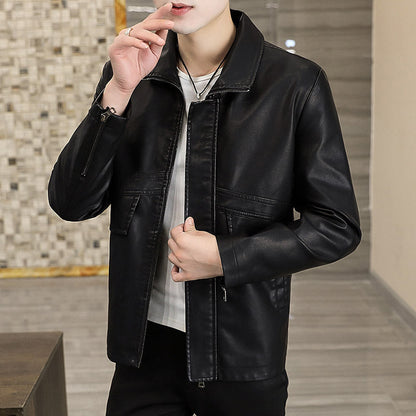 Herren Lederjacke Modern mit Taschen und Slim-Fit-Schnitt - BerlinGlamour