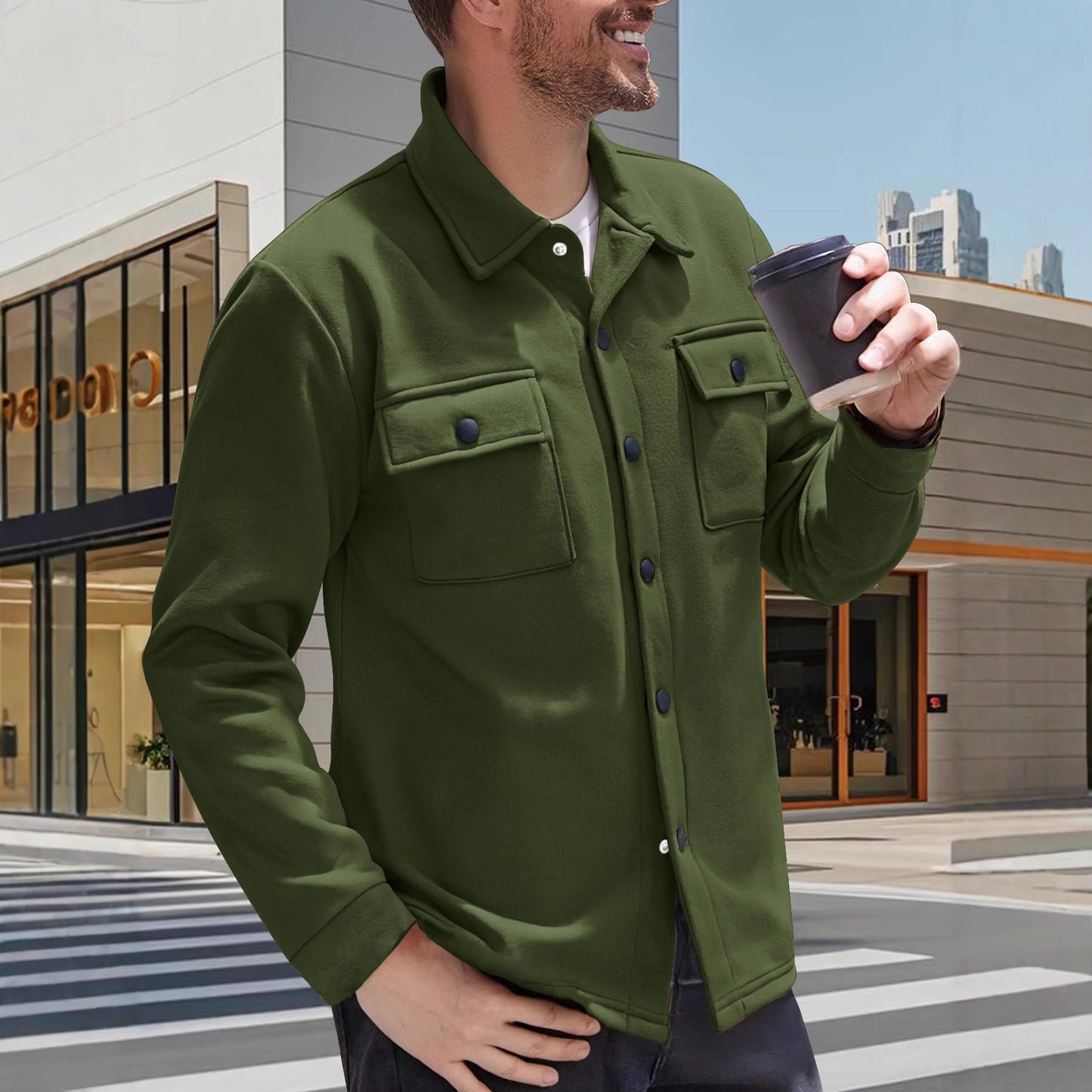 Herren Hemd Freizeit Verschließbare Brusttaschen Modern