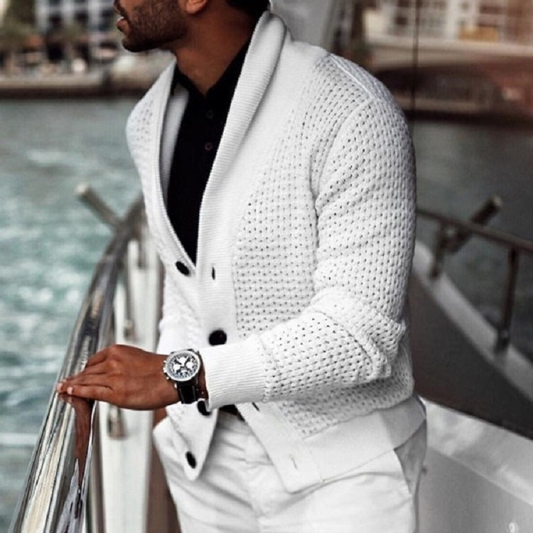 Herren Strickjacke Modern Elegant Mit Revers - BerlinGlamour