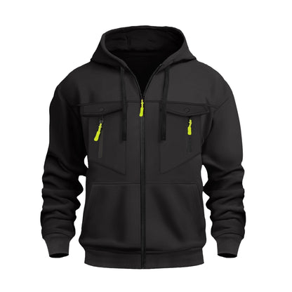 Herren Kapuzenjacke Funktionell Reißverschluss Taschen Outdoor