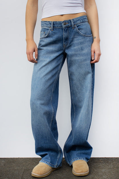 Damen Highwaist Jeans Weite Bein Verstellbar