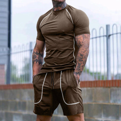 Herren Kurzarm Anzug Sportlich Modern mit Taschen